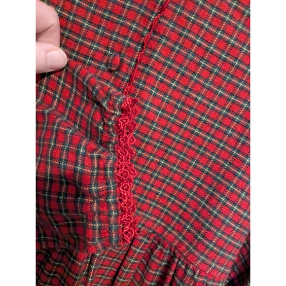 Victorias Secret Country Red Plaid Cotton Flannel Nightgown Prairie Cottage L - Picture 3 of 5